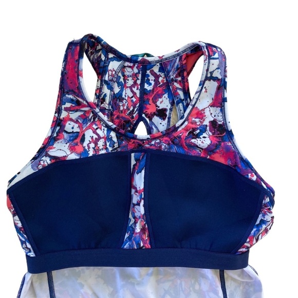 Title Nine Splatter Floral Print Cut Out Back Athletic Dress Shelf Bra (Size M) - Picture 6 of 10